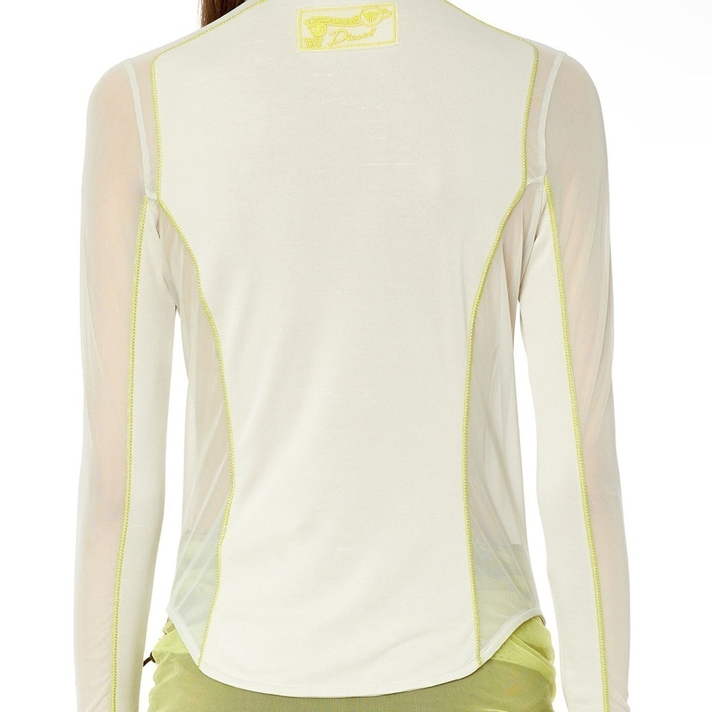 Diesel T-Noxa modal long sleeve button up blouse slim with mesh inserts size L - Picture 2 of 13